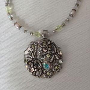 Michael Golan silver tone and crystal necklace